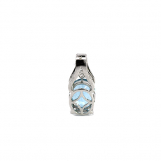 Aquamarine Oval Shape 2.26 Carat Pendant In14K White Gold With Accent Diamond
