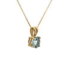 Aquamarine Round 0.80 Carat Pendant in 14K Yellow Gold ( Chain Not Included )