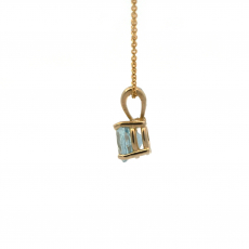 Aquamarine Round 0.80 Carat Pendant in 14K Yellow Gold ( Chain Not Included )