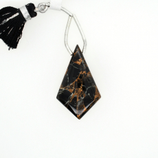 Black Copper Obsidian Drop Shield Shape 33x19mm Drilled Bead Single Piece