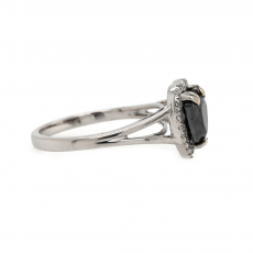 Black Diamond Heart Shape 1.89 Carat Ring With Accent White Diamonds in 14K White Gold