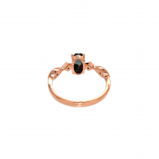 Black Diamond Oval 0.67 Carat With Diamond Accent Ring in 14K Rose Gold