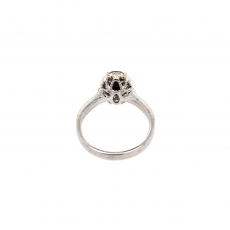 Black Diamond Oval 1.42 Carat Ring in 14K White Gold with Accent Diamonds