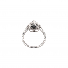 Black Diamond Pear Shape 1.54 Carat Ring with Accent White Diamonds in 14K White Gold