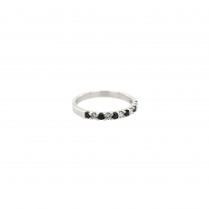 Black Diamond Round 0.18 Carat Ring Band in 14K White Gold with Accent White Diamonds (RG4897)