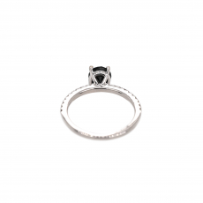Black Diamond Round 1.29 Carat With Diamond Accent Ring in 14K White Gold