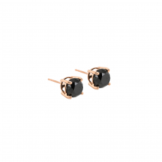 Black Diamond Round 2.40 Carat Stud Earrings in 14k Rose Gold