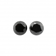Black Diamond Round 6.4mm Matching Pair Approximately 2.88 Carat