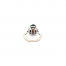 Black Ethiopian Opal Cab Oval 3.39 Carat Ring In 14K White Gold with Accent Diamonds