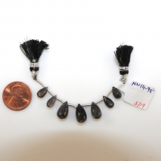Black Moonstone Brioletts  Shape 5x9 to 13x6mm Drilled Beads 7 Pieces