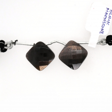 Black Moonstone Drop Cushion Shape 15x15mm Drilled Bead Matching Pair