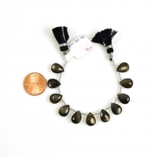 Black Moonstone Drops Almond Shape 11x8mm Drilled Beads 11 Pieces Line