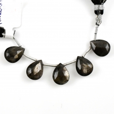 Black Moonstone Drops Almond Shape 13x10mm Drilled Beads 5 Pieces Line