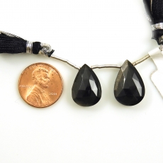 Black Moonstone Drops Almond Shape 17x12mm Drilled Beads Matching Pair
