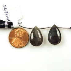 Black Moonstone Drops Almond Shape 18x12mm Drilled Beads Matching Pair
