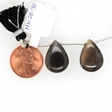 Black Moonstone Drops Almond Shape 18x13mm Drilled Beads Matching Pair