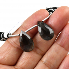 Black Moonstone Drops Almond Shape 19x12mm Drilled Beads Matching Pair
