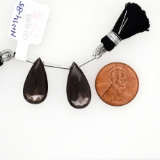 Black Moonstone Drops Almond Shape 20x10mm Drilled Bead Matching Pair