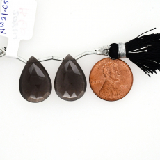 Black Moonstone Drops Almond Shape 20x14mm Drilled Bead Matching Pair