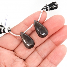 Black Moonstone Drops Almond Shape 21x11mm Drilled Beads Matching Pair