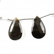 Black Moonstone Drops Almond Shape 21x13mm Drilled Beads Matching Pair