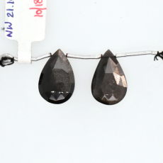 Black Moonstone Drops Almond Shape 21x13mm Drilled Beads Matching Pair
