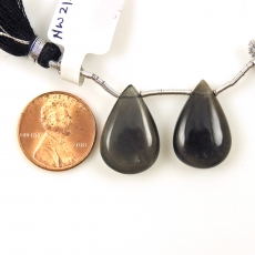 Black Moonstone Drops Almond Shape 21x14mm Drilled Beads Matching Pair