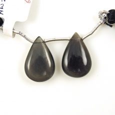 Black Moonstone Drops Almond Shape 21x14mm Drilled Beads Matching Pair