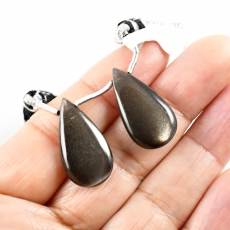 Black Moonstone Drops Almond Shape 25x12mm Drilled Beads Matching Pair