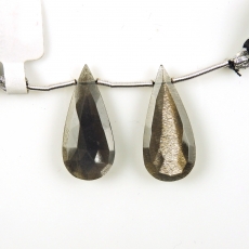 Black Moonstone Drops Almond Shape 28x12mm Drilled Beads Matching Pair