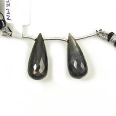 Black Moonstone Drops Briolette Shape 23x10mm Drilled Beads Matching Pair