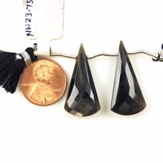 Black Moonstone Drops Conical Shape 29x13mm Drilled Beads Matching Pair