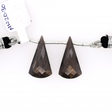 Black Moonstone Drops Conical Shape 34x13mm Drilled Bead Matching Pair