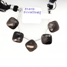 Black Moonstone Drops Cushion Shape 10x10mm Drilled Bead Line Of  5 Pieces