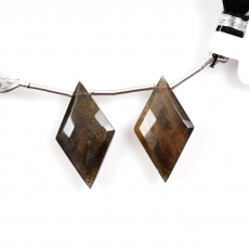 Black Moonstone Drops Diamond Shape 24x13mm Drilled Beads Matching Pair