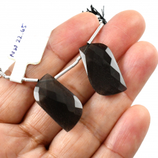 Black Moonstone Drops Fancy Shape 25x13mm Drilled Beads Matching Pair