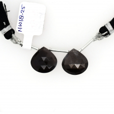 Black Moonstone Drops Heart Shape 15x15mm Drilled Bead Matching Pair