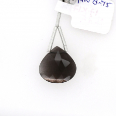 Black Moonstone Drops Heart Shape 17x17mm Drilled Bead Single Piece