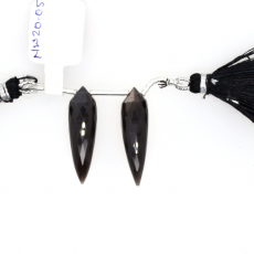 Black Moonstone Drops Okra Shape 27x8mm Drilled Bead Matching Pair