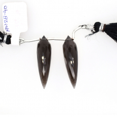 Black Moonstone Drops Okra Shape 31x19mm Drilled Bead Matching Pair