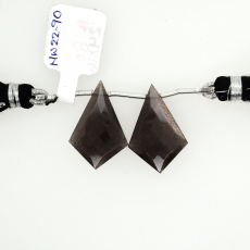 Black Moonstone Drops Shield Shape 24x16mm Drilled Bead Matching Pair