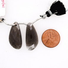 Black Moonstone Drops Wing Shape 28x13mm Drilled Bead Matching Pair