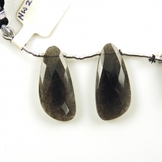 Black Moonstone Drops Wing Shape 28x13mm Drilled Beads Matching Pair