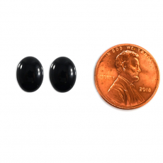 Black Onyx Cab Oval 16x12 Matching Pair Approximately 14.85 Carat