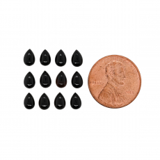 Black Onyx Cab Pear Shape 6x4mm Approximately 5 Carat