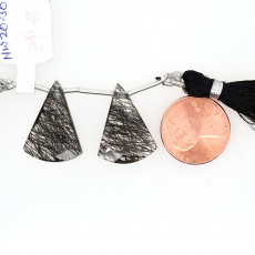 Black Rutile Drop Conical Shape 22x16mm Drilled Bead Matching Pair