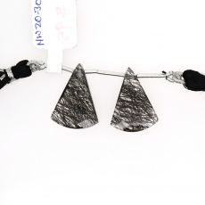 Black Rutile Drop Conical Shape 22x16mm Drilled Bead Matching Pair