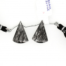 Black Rutile Drop Conical Shape 24x16mm Drilled Bead Matching Pair