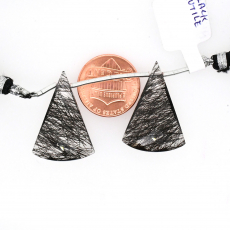 Black Rutile Drop Conical Shape 27x19mm Drilled Bead Matching Pair