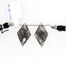 Black Rutile Drop Diamond Shape 27x14mm Drilled Bead Matching Pair